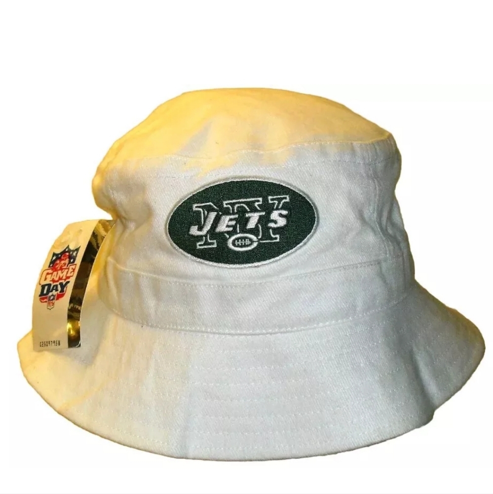 New York Jets Mens White Bucket Hat sz. Large/XL New NFL
